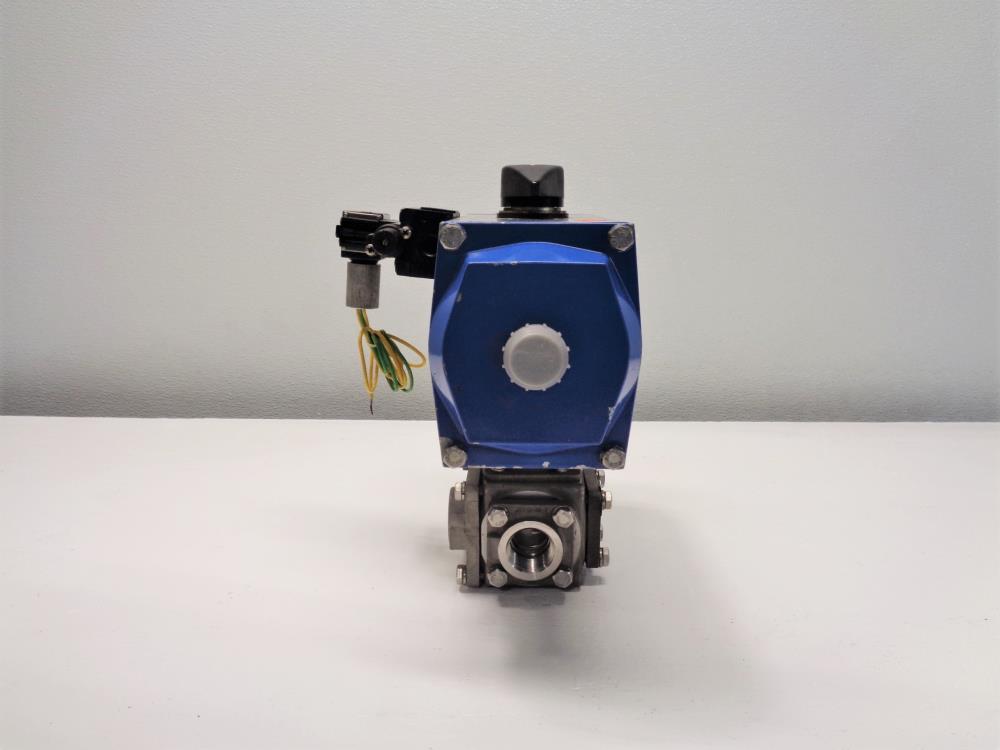 PBM 1" NPT Actuated 3-Way Ball Valve, Stainless Steel, MPH-34-S2/P0C0H64D